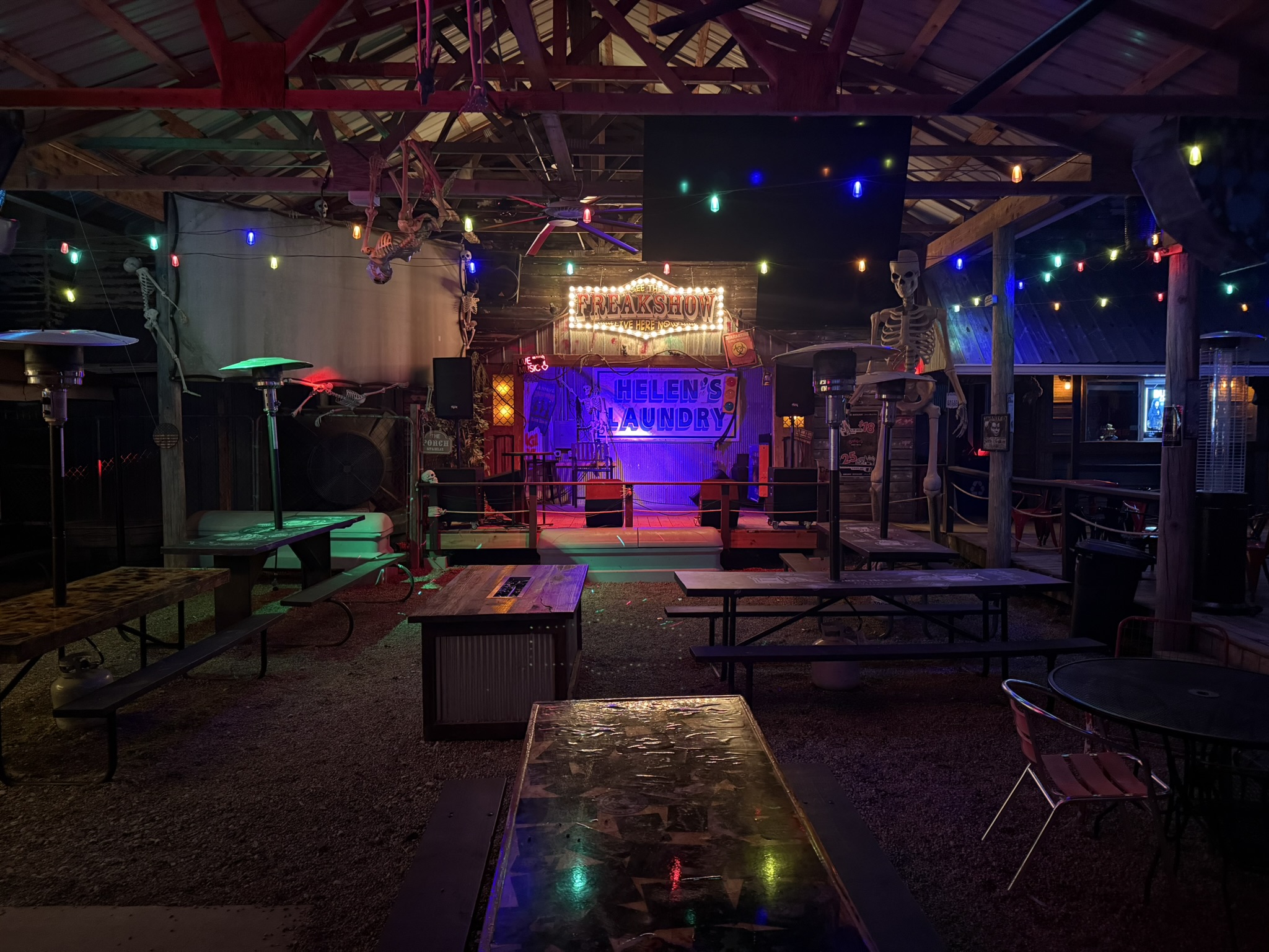 Bango's Spirits House stage and outdoor seating