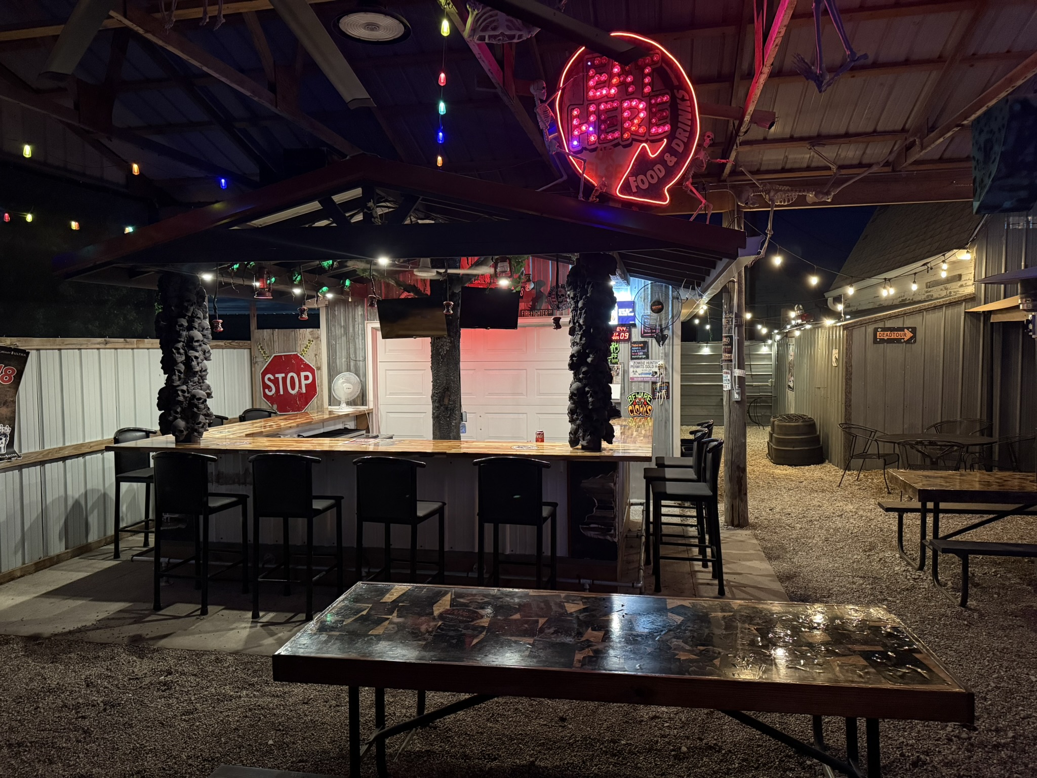 Bango's Spirits House outdoor bar and seating area