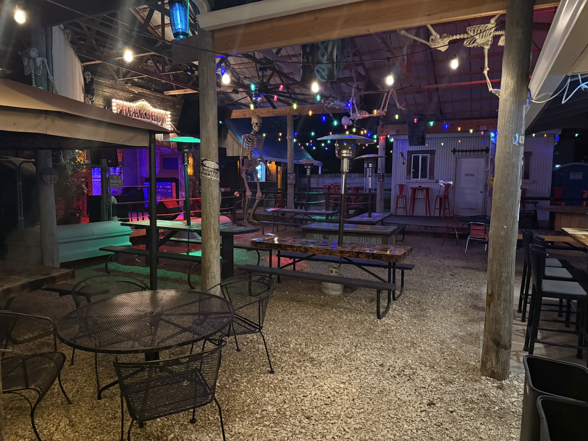 Bango's Spirits House patio and seating area